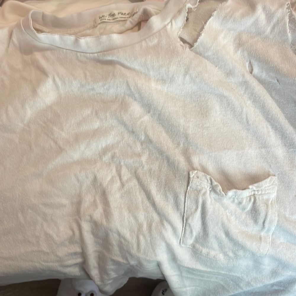 free people distressed shirt off white